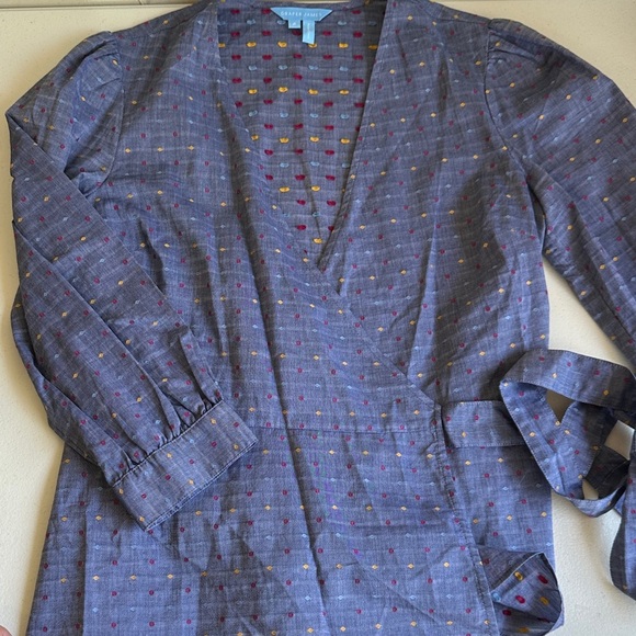 Draper James Purple Wrap Top with Multicolor Dots - Picture 1 of 4